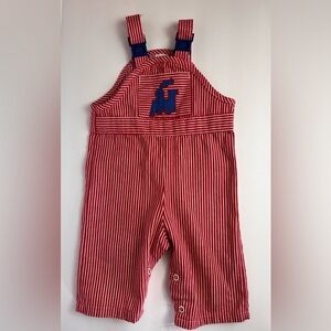 Sears Vintage Infant Pinstripe Railroad Train Jumper Bib Conductor Overalls S